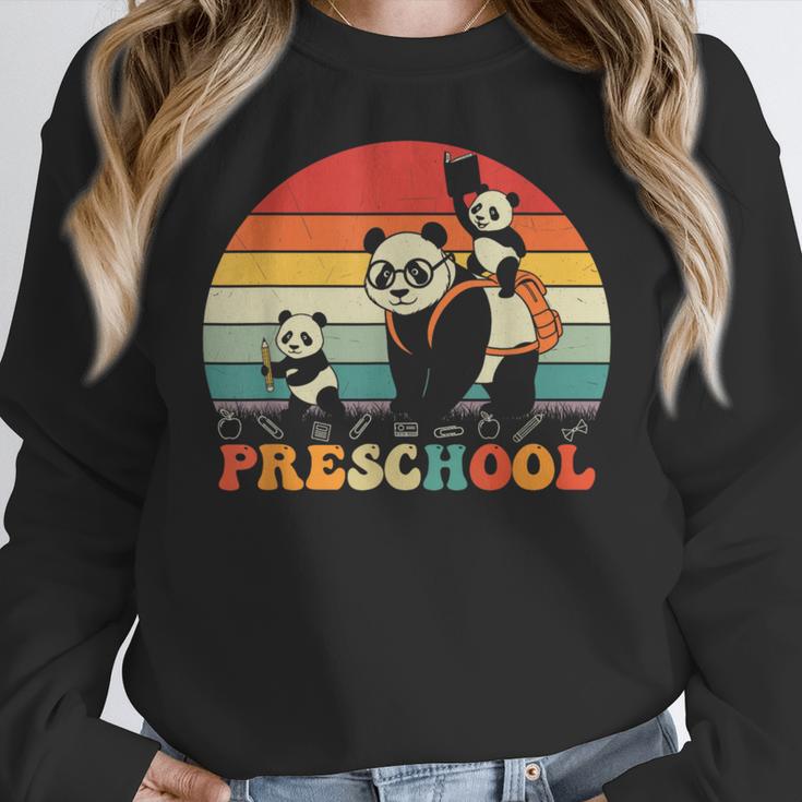 Preschool Panda Back To School Teacher Student Women Crewneck Sweatshirt, funny design Preschool Panda Back To School Teacher Student Women Crewneck Sweatshirt, funny design