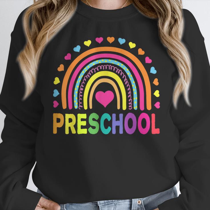 Preschool Rainbow Girls Boys Kids Teacher Back To School Women Crewneck Sweatshirt, funny design Preschool Rainbow Girls Boys Kids Teacher Back To School Women Crewneck Sweatshirt, funny design