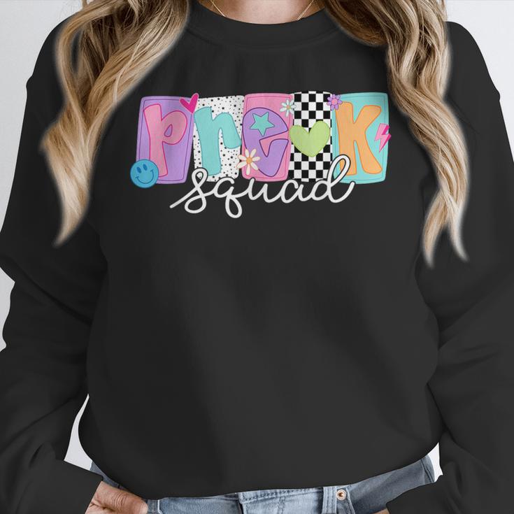 Preschool Squad Team Pre-K Crew Back To School Teacher Women Crewneck Sweatshirt, funny design Preschool Squad Team Pre-K Crew Back To School Teacher Women Crewneck Sweatshirt, funny design
