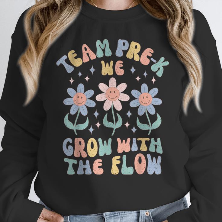 Preschool Teacher Appreciation Team Pre-K Grow With The Flow Women Crewneck Sweatshirt, funny design Preschool Teacher Appreciation Team Pre-K Grow With The Flow Women Crewneck Sweatshirt, funny design