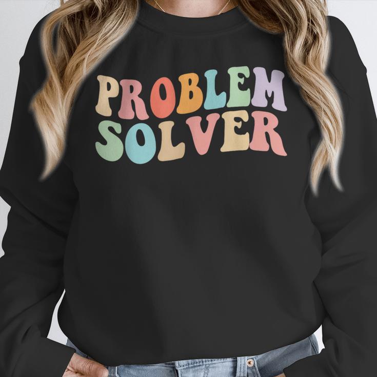 Problem Solver School Work Staff Front Desk Teacher Women Crewneck Sweatshirt, funny design Problem Solver School Work Staff Front Desk Teacher Women Crewneck Sweatshirt, funny design