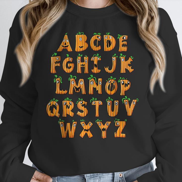 Pumpkin ABC Halloween Alphabet Costume School Teacher Kids Women Crewneck Sweatshirt, funny design Pumpkin ABC Halloween Alphabet Costume School Teacher Kids Women Crewneck Sweatshirt, funny design