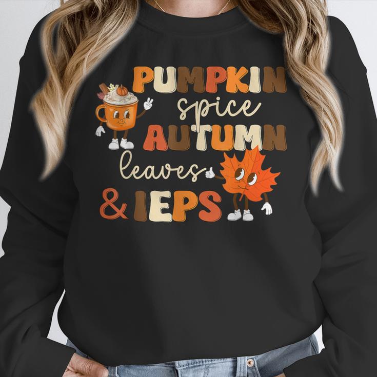 Pumpkin Spice Autumn Leaves IEPS Sped Teacher Fall Women Crewneck Sweatshirt, funny design Pumpkin Spice Autumn Leaves IEPS Sped Teacher Fall Women Crewneck Sweatshirt, funny design