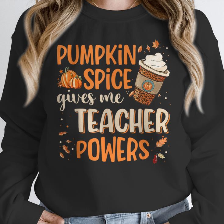 Pumpkin Spice Gives Me Teacher Powers Fall Thanksgiving Men Women Women Crewneck Sweatshirt, funny design Pumpkin Spice Gives Me Teacher Powers Fall Thanksgiving Men Women Women Crewneck Sweatshirt, funny design