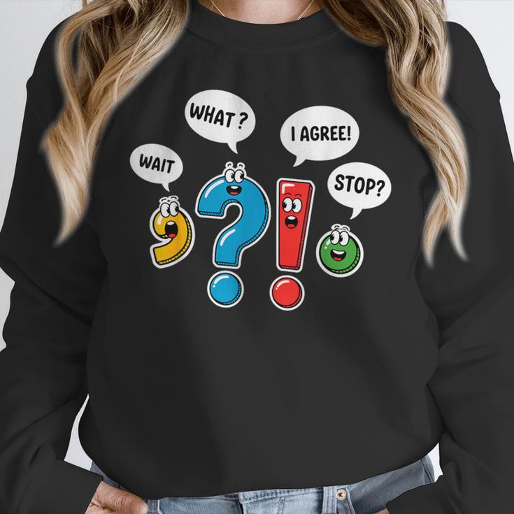 Punctuation Marks Wait What I Agree Stop English Teacher Women Crewneck Sweatshirt, English Teacher Gifts, funny design Punctuation Marks Wait What I Agree Stop English Teacher Women Crewneck Sweatshirt, English Teacher Gifts, funny design