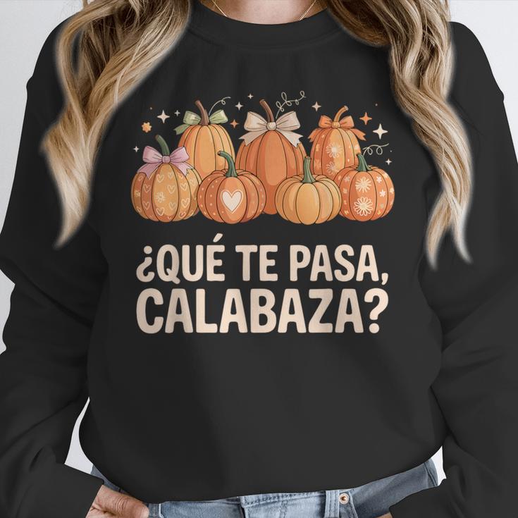 Qué Te Pasacalabaza Fall Immersion Teacher Spanish Teacher Women Crewneck Sweatshirt, funny design Qué Te Pasacalabaza Fall Immersion Teacher Spanish Teacher Women Crewneck Sweatshirt, funny design