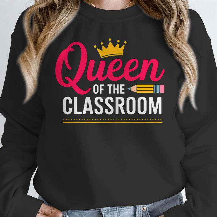 Queen Of The Classroom Teacher Women Crewneck Sweatshirt, funny design