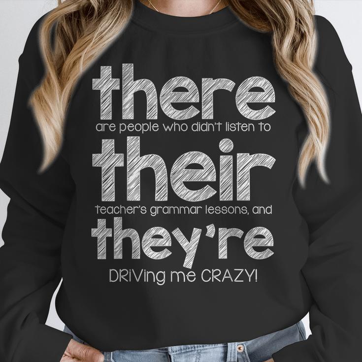There Their They'Re English Grammar Teacher Humor Women Crewneck Sweatshirt, English Teacher Gifts, funny design