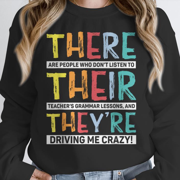 There Their They’Re Grammar Joke For English Teacher Student Women Crewneck Sweatshirt, English Teacher Gifts, funny design