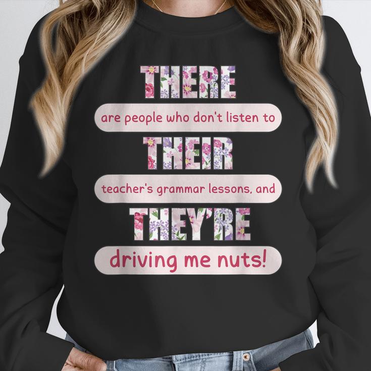There Their They'Re Teacher English Grammar Police Women Crewneck Sweatshirt, English Teacher Gifts, funny design There Their They'Re Teacher English Grammar Police Women Crewneck Sweatshirt, English Teacher Gifts, funny design