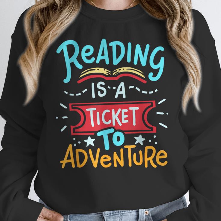 Reading Adventure Library Student Teacher Book Women Crewneck Sweatshirt, funny design
