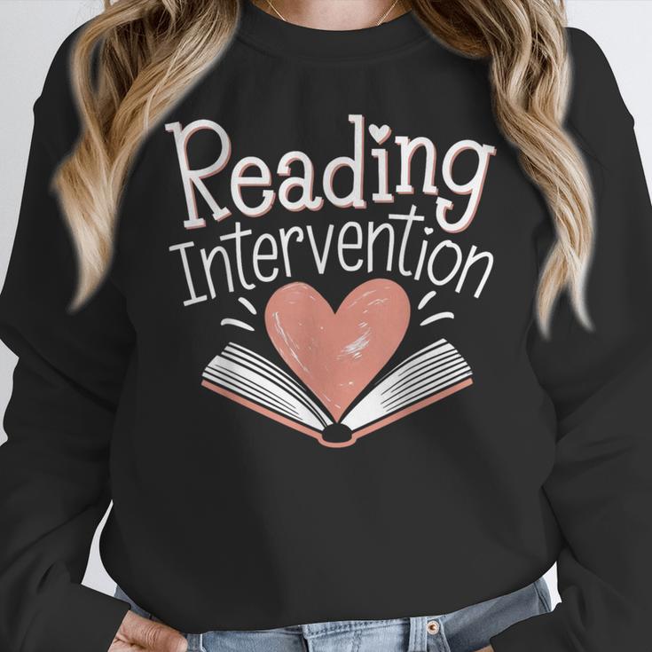 Reading Intervention Teacher Women Crewneck Sweatshirt, funny design Reading Intervention Teacher Women Crewneck Sweatshirt, funny design
