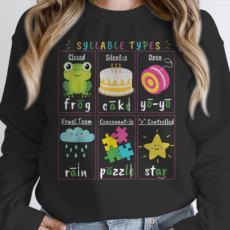 Reading Teacher Syllable Types Phonics Phonemic Awareness Women Crewneck Sweatshirt, funny design Reading Teacher Syllable Types Phonics Phonemic Awareness Women Crewneck Sweatshirt, funny design