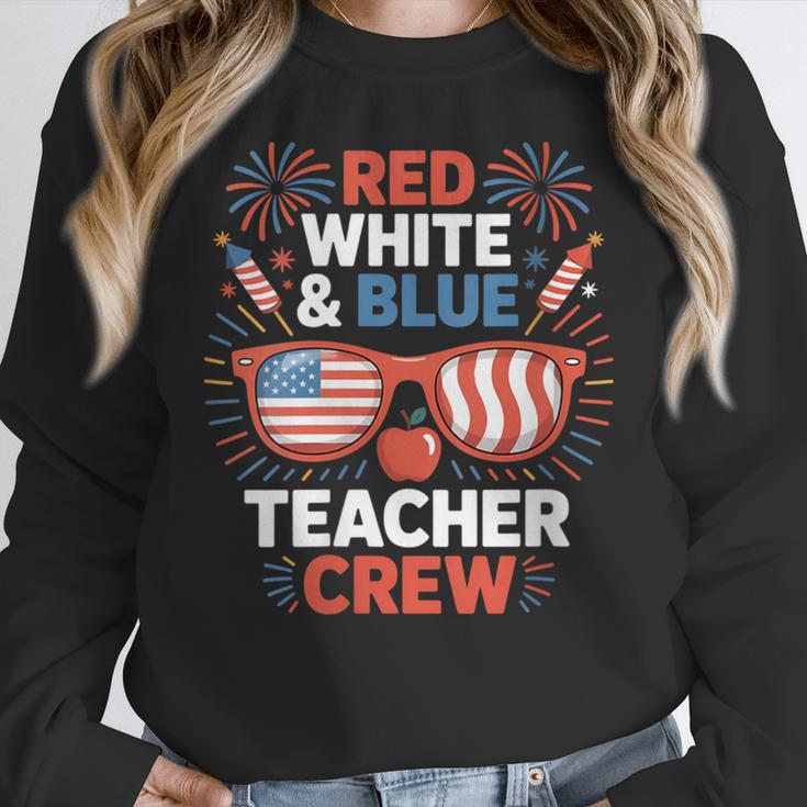 Red & Blue Teacher Crew Shirt 4th Of July Sunglasses Women Crewneck Sweatshirt, funny design Red & Blue Teacher Crew Shirt 4th Of July Sunglasses Women Crewneck Sweatshirt, funny design