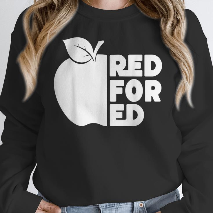 Red For Ed Teacher Support Public Education For Men Women Kids Women Crewneck Sweatshirt, funny design Red For Ed Teacher Support Public Education For Men Women Kids Women Crewneck Sweatshirt, funny design