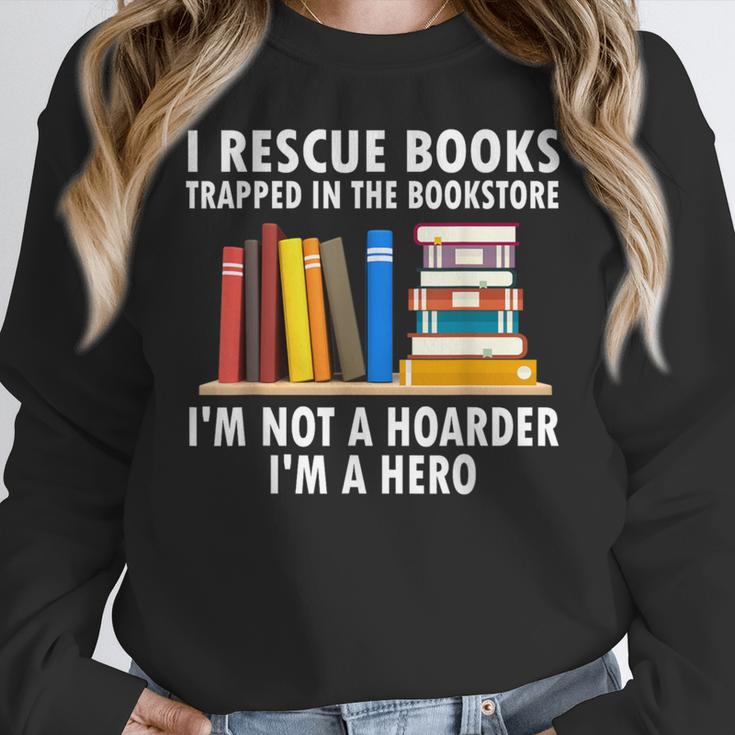 I Rescue Books Trapped In The Bookstore Book Teacher For Men Women Women Crewneck Sweatshirt, funny design