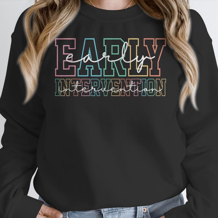 Retro Early Intervention Teacher Intervention Specialist Women Crewneck Sweatshirt, funny design Retro Early Intervention Teacher Intervention Specialist Women Crewneck Sweatshirt, funny design