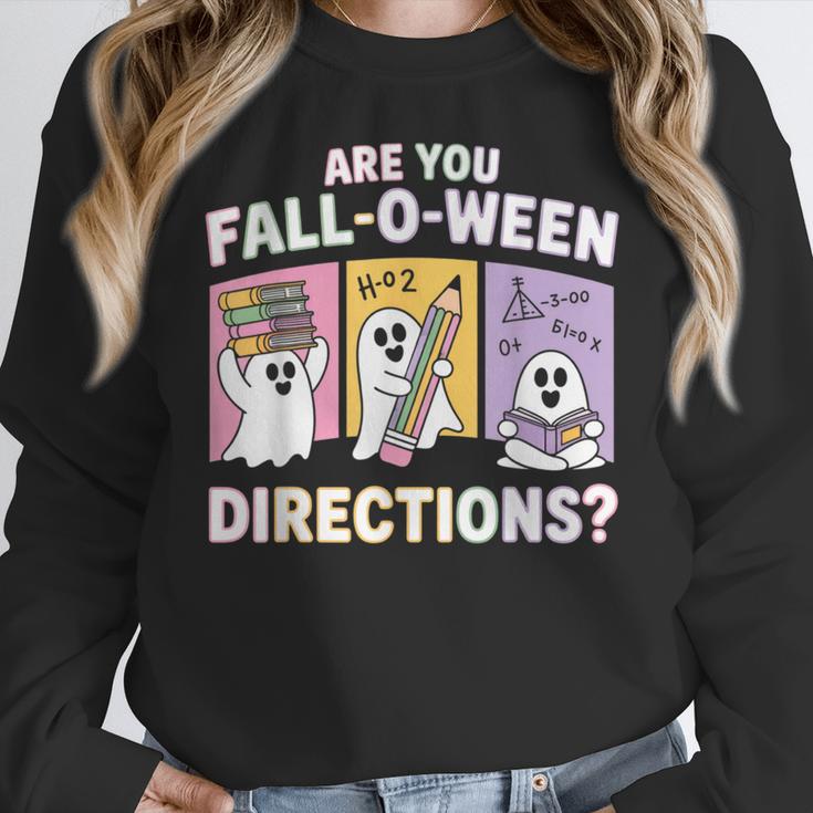 Retro Are You Fall O Ween Directions Teacher Halloween Ghost Women Crewneck Sweatshirt, funny design Retro Are You Fall O Ween Directions Teacher Halloween Ghost Women Crewneck Sweatshirt, funny design