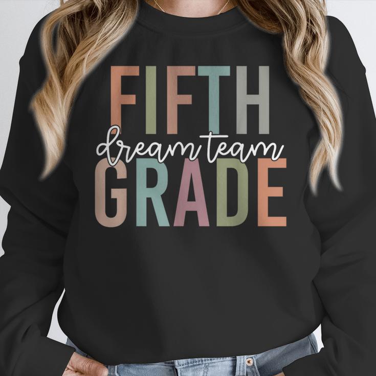Retro Fifth Grade Dream Team Groovy Teacher Back To School Men Women Girls Kids Women Crewneck Sweatshirt, Groovy Teacher Gifts, funny design