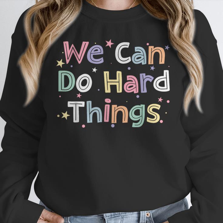 Retro We Can Do Hard-Things Teacher Back To School Women Crewneck Sweatshirt, funny design Retro We Can Do Hard-Things Teacher Back To School Women Crewneck Sweatshirt, funny design