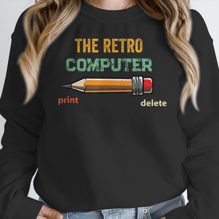 Retro Old-School Computer Pencil Tech Teacher Women Crewneck Sweatshirt, Retro Computer Gifts, funny design Retro Old-School Computer Pencil Tech Teacher Women Crewneck Sweatshirt, Retro Computer Gifts, funny design