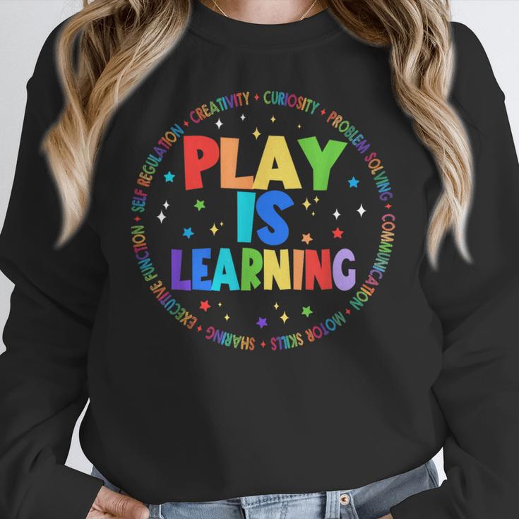 Retro Play Is Learning Teacher Back To School Women Crewneck Sweatshirt, funny design Retro Play Is Learning Teacher Back To School Women Crewneck Sweatshirt, funny design