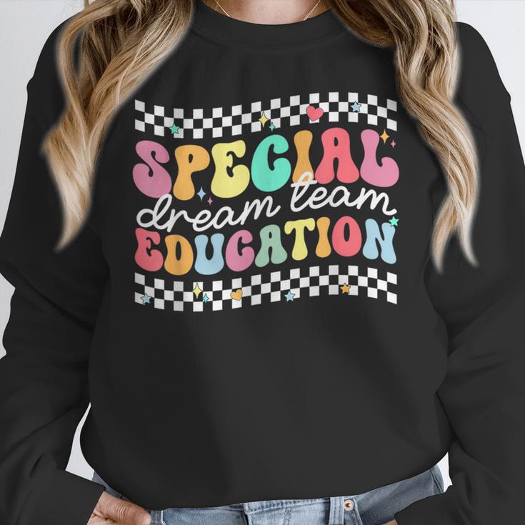 Retro Special Education Squad Groovy Dream Team SPED Teacher Women Crewneck Sweatshirt, Groovy Teacher Gifts, funny design