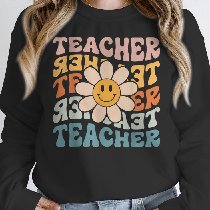 Retro Teacher Daisy Colorful Elementary School Teacher Women Crewneck Sweatshirt, funny design Retro Teacher Daisy Colorful Elementary School Teacher Women Crewneck Sweatshirt, funny design
