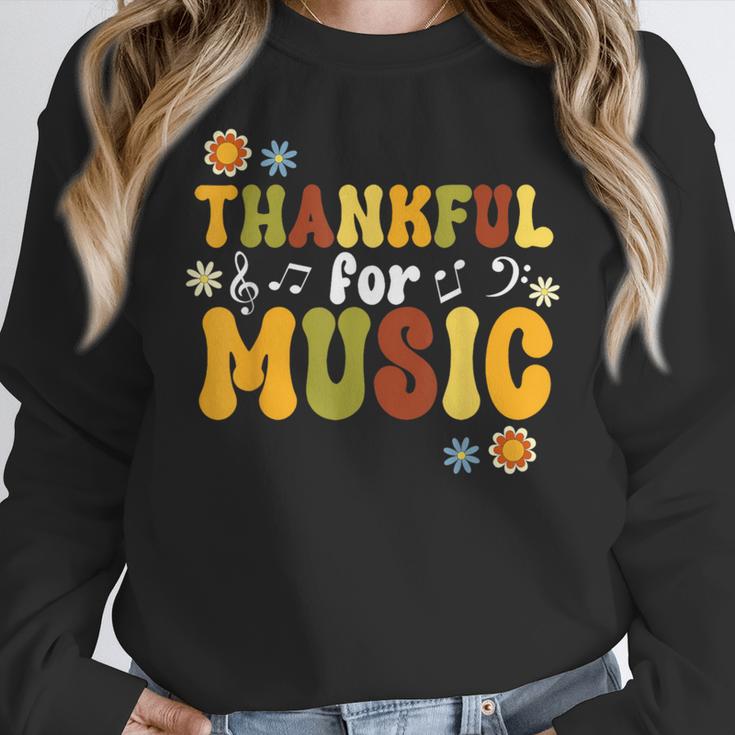 Retro Thankful For Music Floral Music Teacher Thanksgiving Men Women Women Crewneck Sweatshirt, funny design Retro Thankful For Music Floral Music Teacher Thanksgiving Men Women Women Crewneck Sweatshirt, funny design