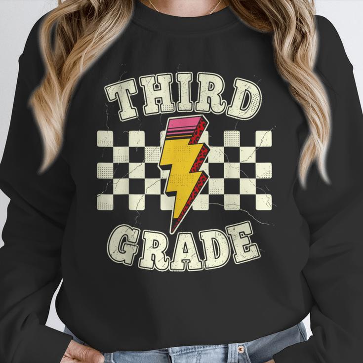 Retro Third Grade Teacher Lightning Bolt Pencil Teacher Kids Women Crewneck Sweatshirt, funny design Retro Third Grade Teacher Lightning Bolt Pencil Teacher Kids Women Crewneck Sweatshirt, funny design