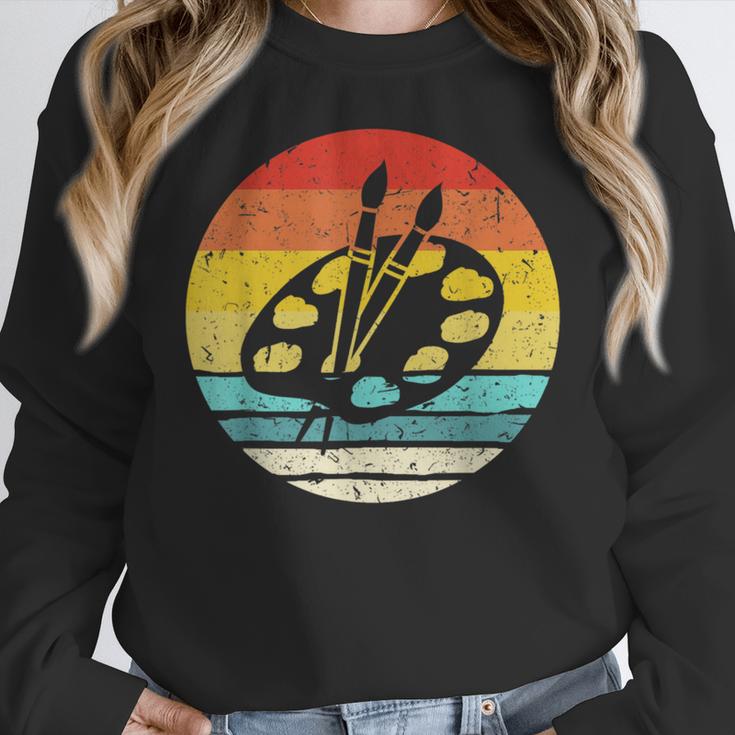 Retro Vintage Paint Palette Costume Artist Art Teacher Men Women Women Crewneck Sweatshirt, funny design