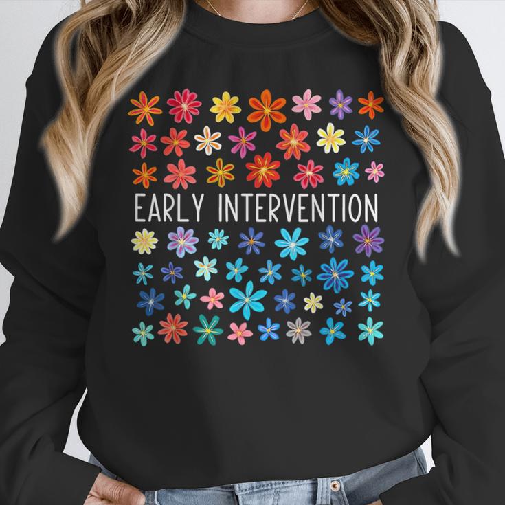 Retro Wildflower Early Intervention Teacher Interventionist Women Crewneck Sweatshirt, funny design Retro Wildflower Early Intervention Teacher Interventionist Women Crewneck Sweatshirt, funny design