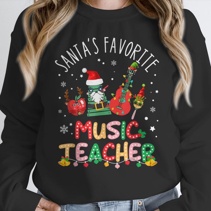 Santa's Favorite Music Teacher Christmas Santa Hat Matching Women Crewneck Sweatshirt, funny design Santa's Favorite Music Teacher Christmas Santa Hat Matching Women Crewneck Sweatshirt, funny design