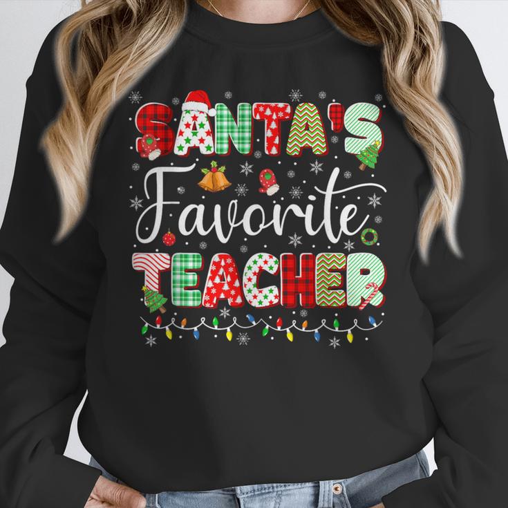 Santas Favorite Teacher Christmas Matching Xmas Men Women Women Crewneck Sweatshirt, funny design