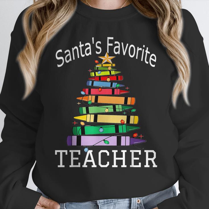 Santa's Favorite Teacher Idea For Christmas Teachers Women Crewneck Sweatshirt, funny design Santa's Favorite Teacher Idea For Christmas Teachers Women Crewneck Sweatshirt, funny design