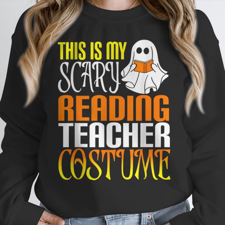 This Is My Scary Reading Teacher Costume Halloween School Women Crewneck Sweatshirt, funny design This Is My Scary Reading Teacher Costume Halloween School Women Crewneck Sweatshirt, funny design