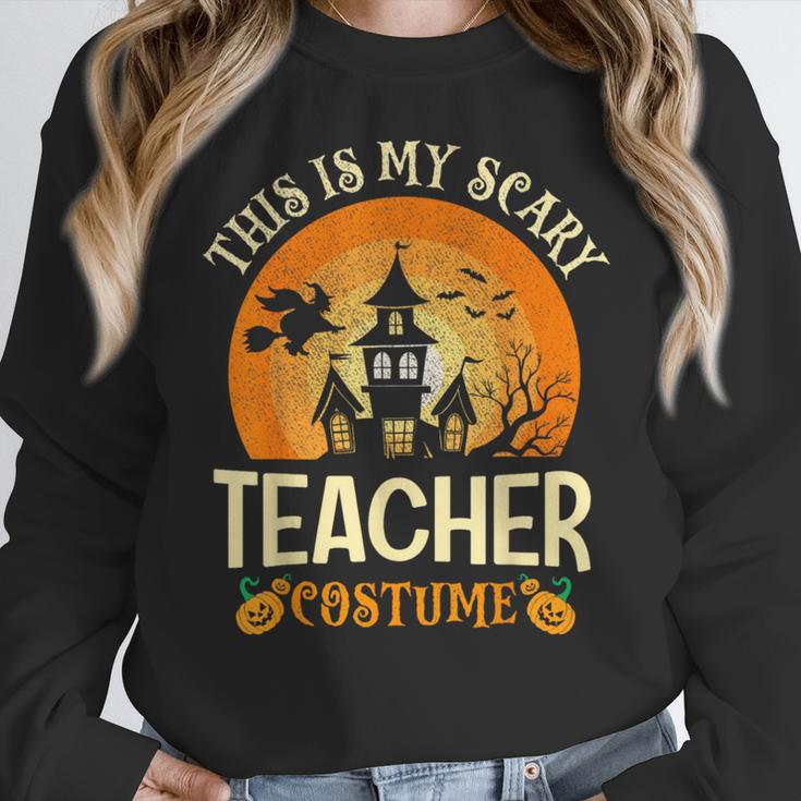 This Is My Scary Teacher Costume Halloween Women Crewneck Sweatshirt, funny design This Is My Scary Teacher Costume Halloween Women Crewneck Sweatshirt, funny design