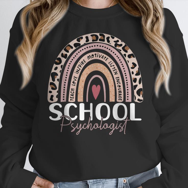 School Psych Teacher School Psychologist Leopard Rainbow Women Crewneck Sweatshirt, funny design School Psych Teacher School Psychologist Leopard Rainbow Women Crewneck Sweatshirt, funny design
