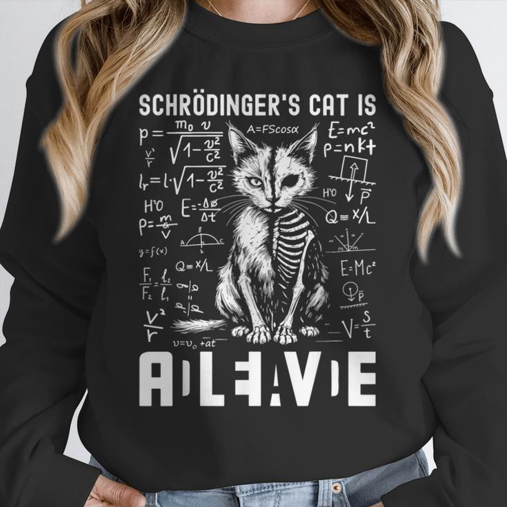 Schrodinger's Cat Dead And Alive Physics Teacher Women Crewneck Sweatshirt, funny design Schrodinger's Cat Dead And Alive Physics Teacher Women Crewneck Sweatshirt, funny design