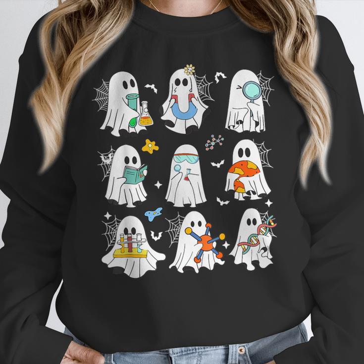 Science Teacher Ghost Laboratory Halloween Teacher Women Crewneck Sweatshirt, Science Teacher Gifts, funny design
