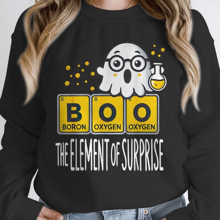 Science Teacher Halloween Elements Of Surprise Chemistry Women Crewneck Sweatshirt, Science Teacher Gifts, funny design