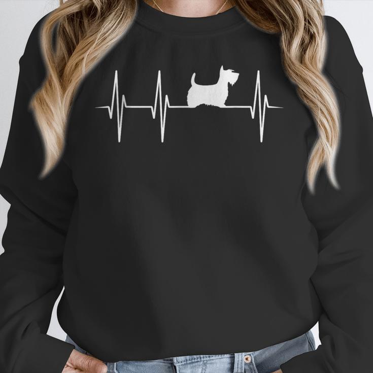 Scottish Terrier Dog Heartbeat Scottie Dog Lover T-Shirt Women Crewneck Sweatshirt, funny design
