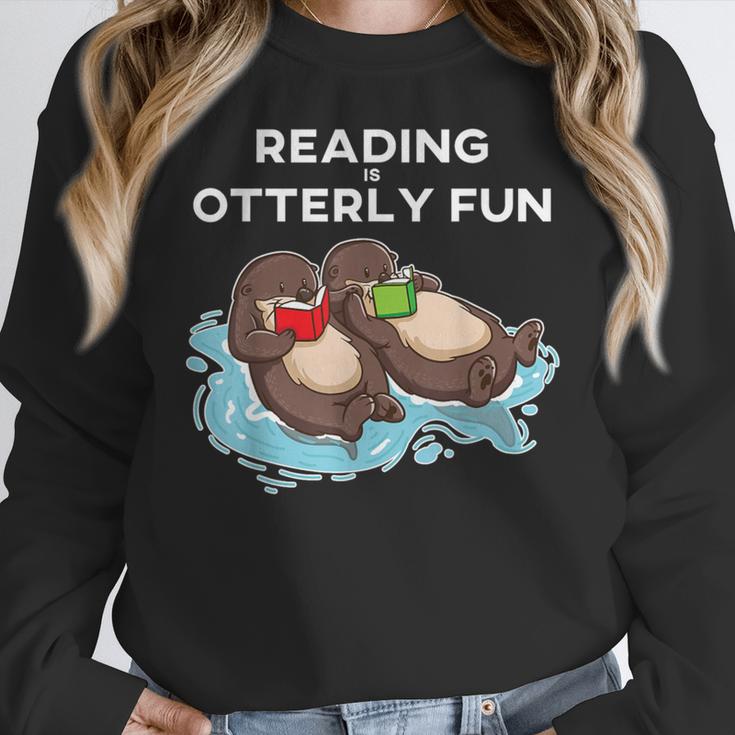 Sea Otter Book Reading Shirt For Bookworm Teachers Women Crewneck Sweatshirt, funny design