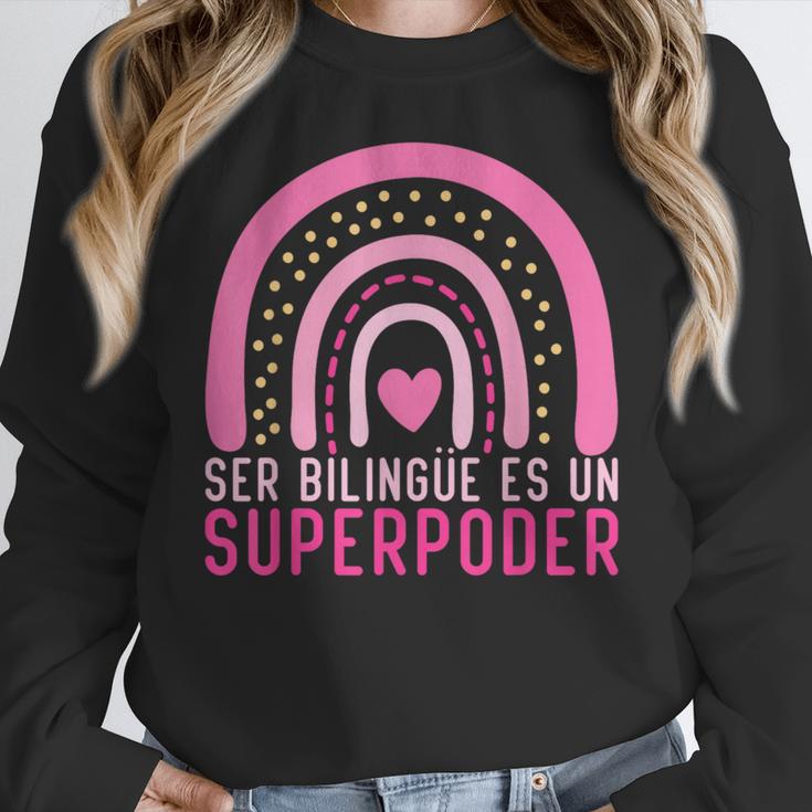 Ser Bilingue Es Un Superpoder Spanish Teacher Esl Teacher Women Crewneck Sweatshirt, Esl Teacher Gifts, funny design Ser Bilingue Es Un Superpoder Spanish Teacher Esl Teacher Women Crewneck Sweatshirt, Esl Teacher Gifts, funny design