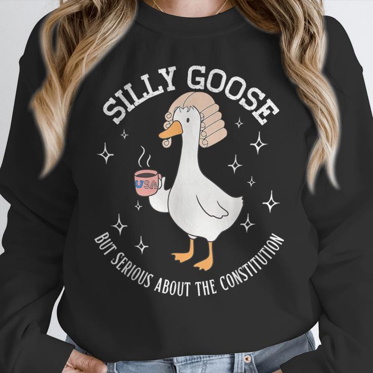 Silly Goose Constitution History Teacher Middle School Women Crewneck Sweatshirt, History Teacher Gifts, funny design
