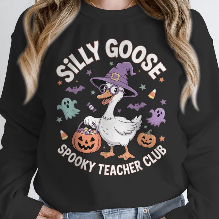 Silly Goose Spooky Teacher Club Halloween Witch Ghost Women Crewneck Sweatshirt, funny design Silly Goose Spooky Teacher Club Halloween Witch Ghost Women Crewneck Sweatshirt, funny design