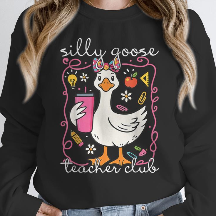 Silly Goose Teacher Club Animal Lover Groovy Teacher Women Crewneck Sweatshirt, Groovy Teacher Gifts, funny design Silly Goose Teacher Club Animal Lover Groovy Teacher Women Crewneck Sweatshirt, Groovy Teacher Gifts, funny design