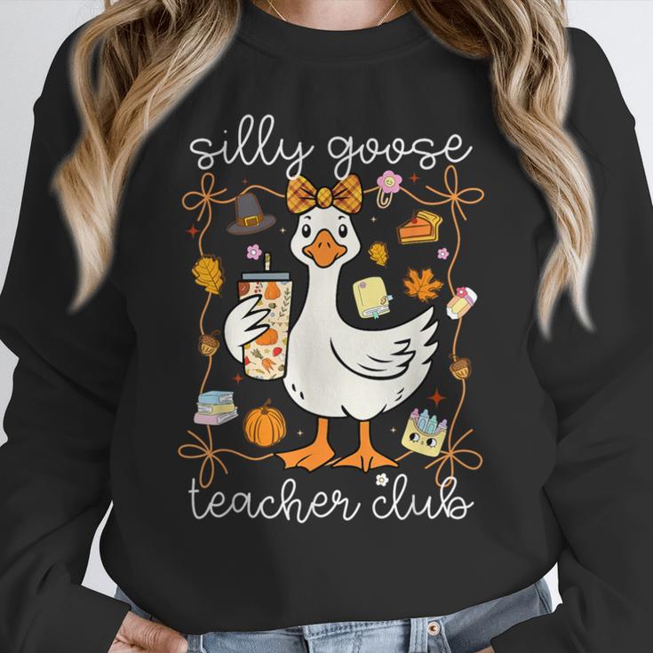 Silly Goose Teachers Club Cozy Fall Teacher Women Crewneck Sweatshirt, funny design