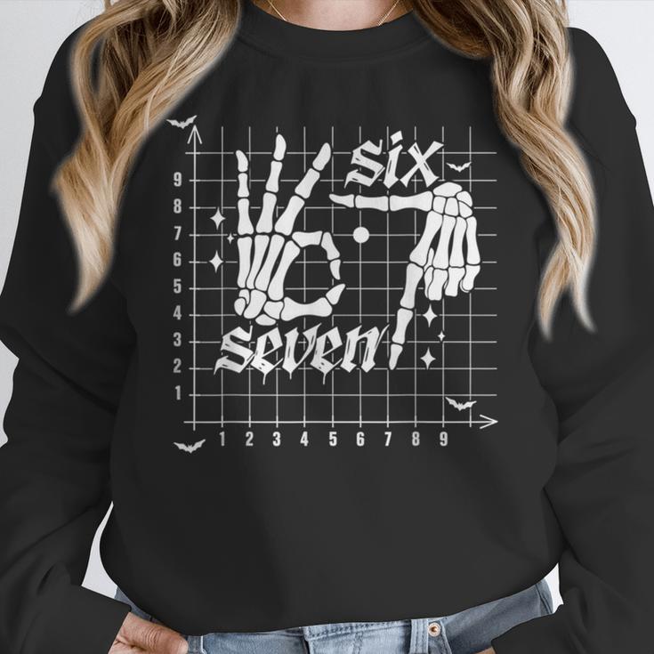 Six Seven Coordinate 67 Skeleton Math Teacher 67 Women Crewneck Sweatshirt, funny design Six Seven Coordinate 67 Skeleton Math Teacher 67 Women Crewneck Sweatshirt, funny design