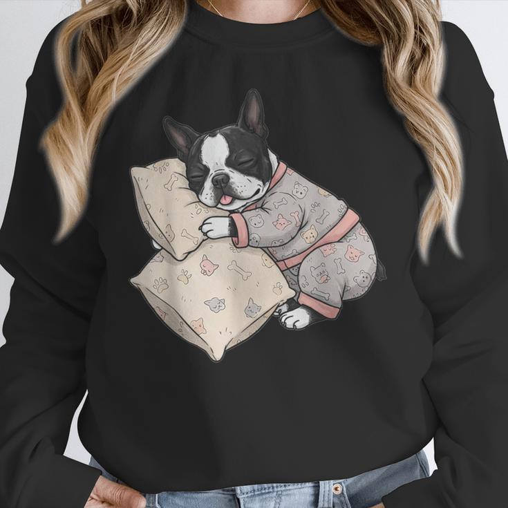 Sleepy Boston Terrier Pajama Men Women Kids Women Crewneck Sweatshirt, funny design